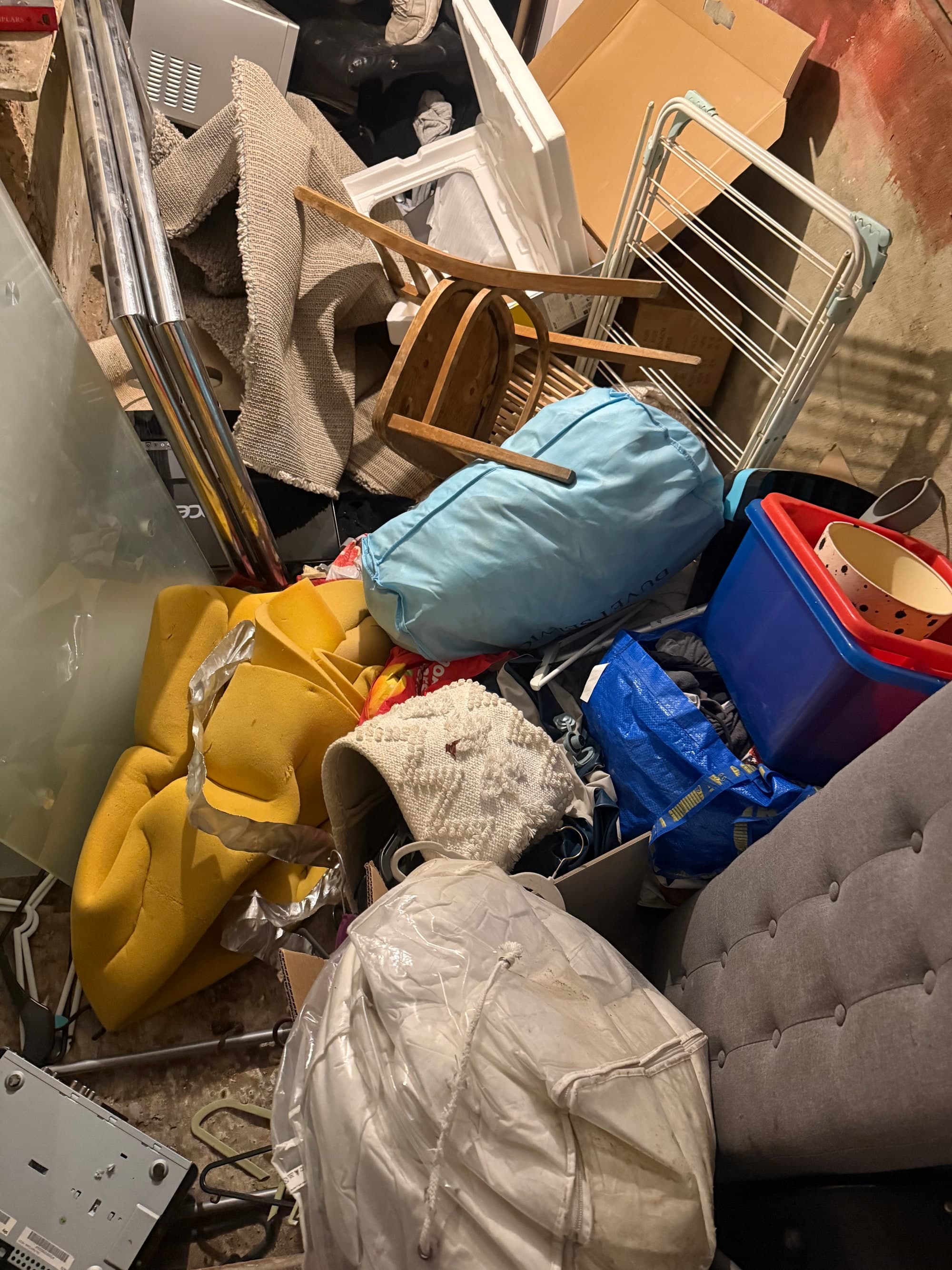 Pile of unwanted household items ready for clearance